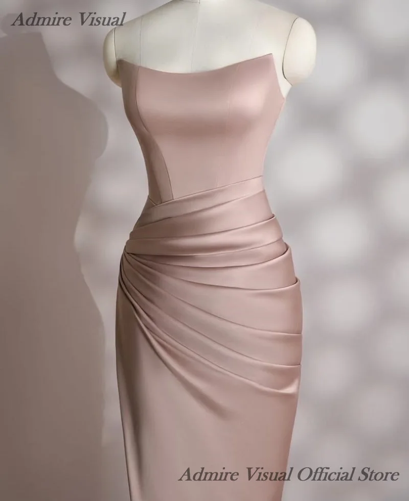 فستان Admire Visual طويل للحفلات الراقصة حورية البحر برقبة قارب بدون أكمام مع طيات أنيقة للمناسبات الخاصة