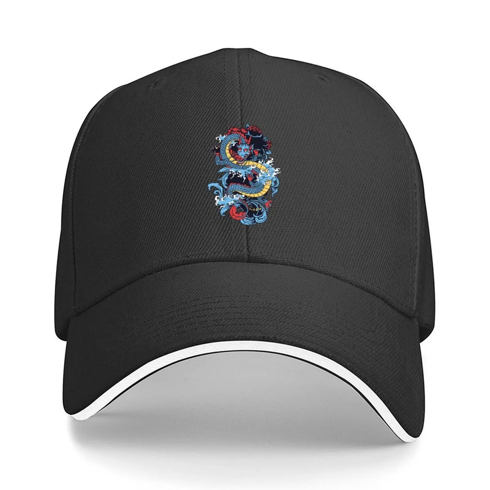 

Robotic Dragon Stickers | Cool Hand Drawn Dragon with Waves | Baseball Cap Beach Outing New In The Hat Caps Male Women's