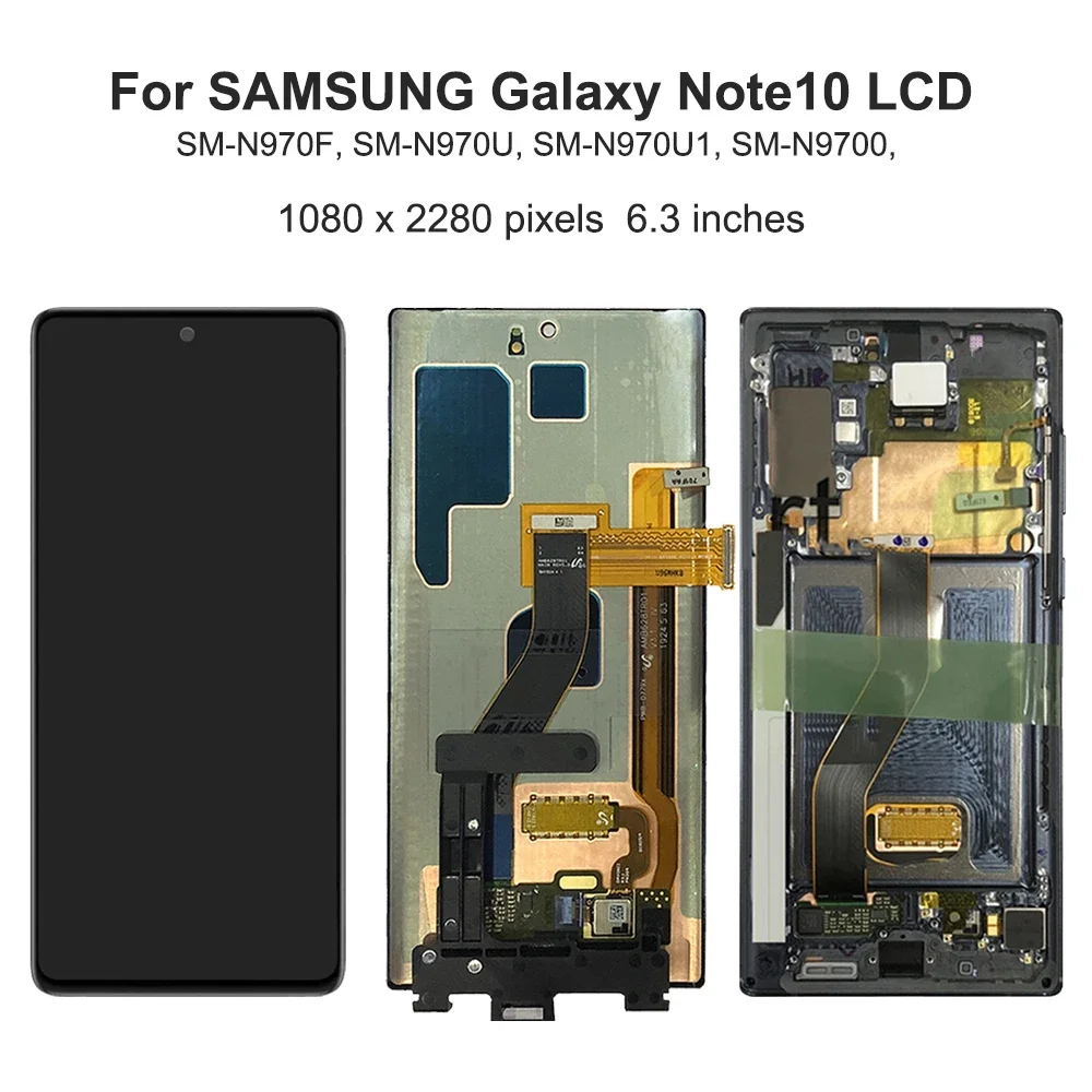 

ЖК-дисплей 6,3 ''Note 10 для Samsung для Ori Note10 N970F N970U N970W N970N, сменный сенсорный экран с цифровым преобразователем в сборе