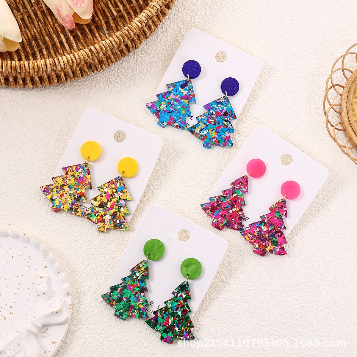 Christmas earrings acrylic Christmas tree earrings fashion earrings earrings for women