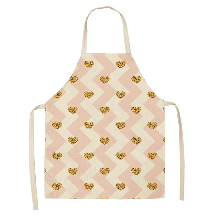 1 Pcs Creative Geometric Cotton Linen Apron Woman Adult Kids Bibs Home Cooking Baking Coffee Shop Cleaning Aprons