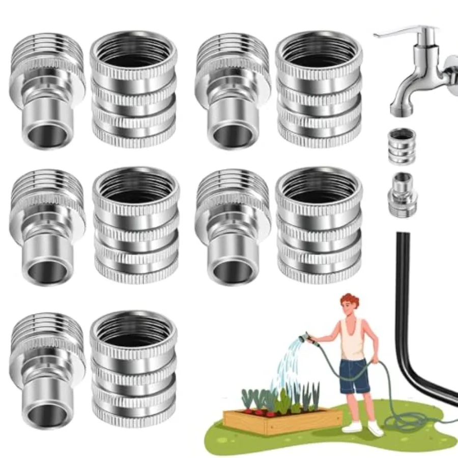 

2026 New Stainless Steel Garden Hose Quick Connect Fittings Set 3/4 Inch GHT Water Hose Quick Connect Fittings Heavy Duty Quick