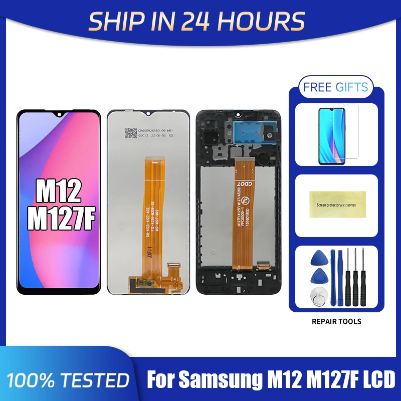 6.5 INCH for Samsung M12 M127 LCD Display Screen Touch Digitizer Replacement SM-M127FN/DS SM-M127F/DS LCD Display