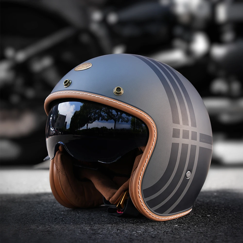 

Vintage Motorcycle Open Face Jet Helmet Men Women Retro Lightweight Electric Scooter 3/4 Helmet Approved DOT ECE