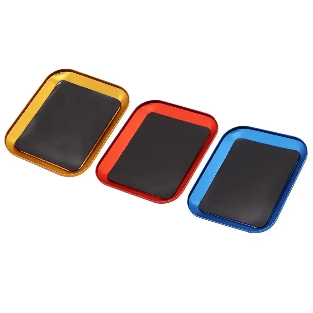 2PCS With Magnetic Pad Magnetic Screw Tray Plate Aluminum Alloy Practical Mini Screw Mat Tray Small Multipurpose