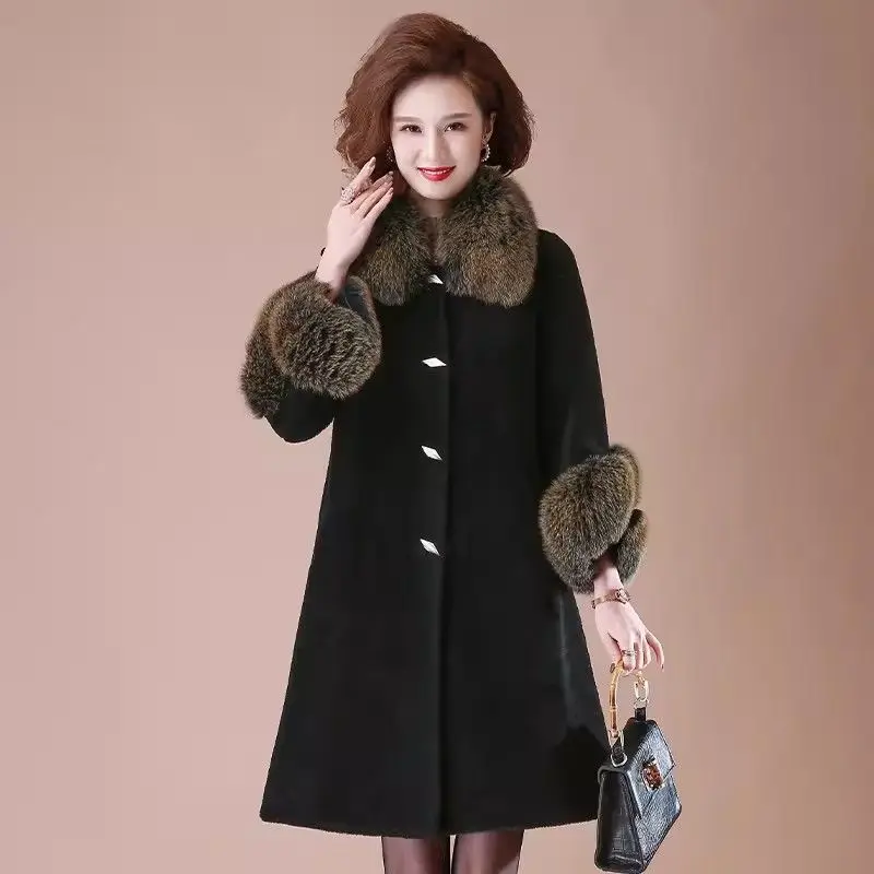 Women's Models Fall Winter Coat Faux Fur Coat Faux Fur Middle-aged Retro Simple Comfortable Loose Leisure Soft Niche Versatile