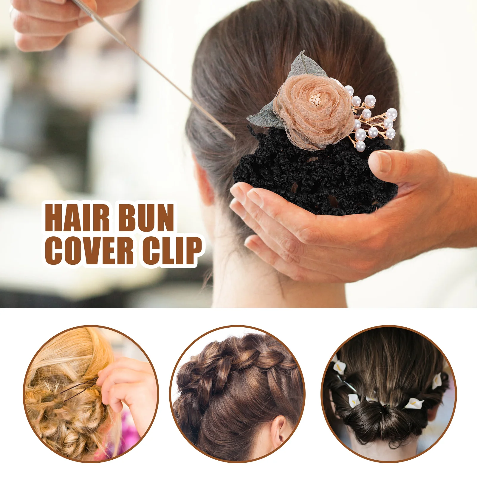 مشبك زخرفي شبكي على شكل كعكة شعر على شكل زهرة مناسب للممرضات ومحترفين الباليه وإكسسوارات الشعر لكعكة الرقص