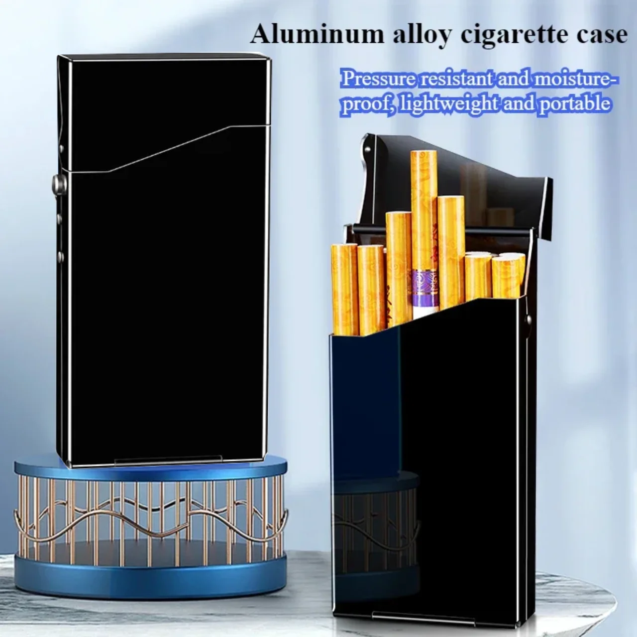 20 шт. металлический портсигар большой емкости с автоматической крышкой, портативный карманный ящик для хранения, влагостойкие аксессуары для сигарет
