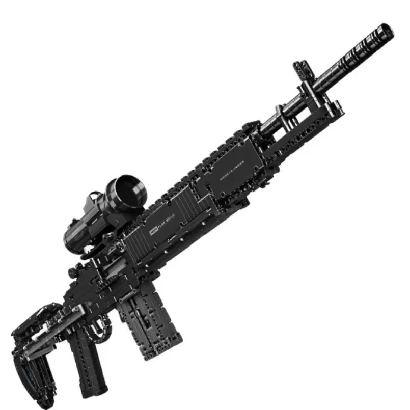 Militair Mk14 Gevechtsgeweer Simulatie Geweer Geassembleerd Bouwstenen Model Moc Leger Vuurwapen Wapens Set Jongens Speelgoed Kid Cadeau