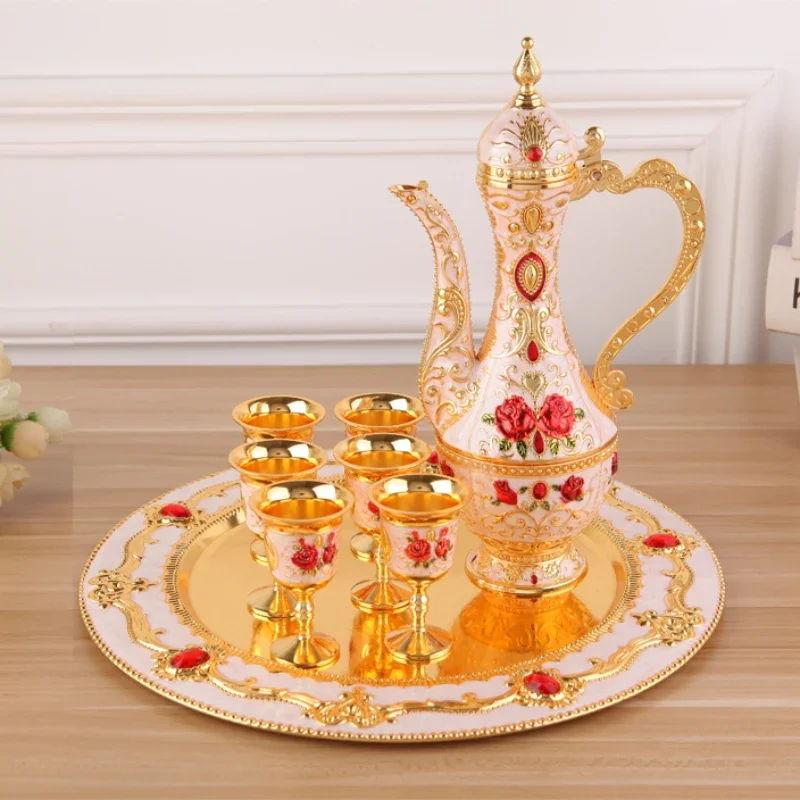 

European retro alloy wine set 8-piece set, home furnishing, hotel accessories, ornaments, gifts