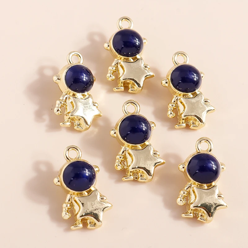 Mix 8 Stück Goldfarbe Herz Mond Sterne Bär Kristall Perlen Charms für DIY Schmuckherstellung Zubehör Anhänger Halskette Ohrringe – Detail 9