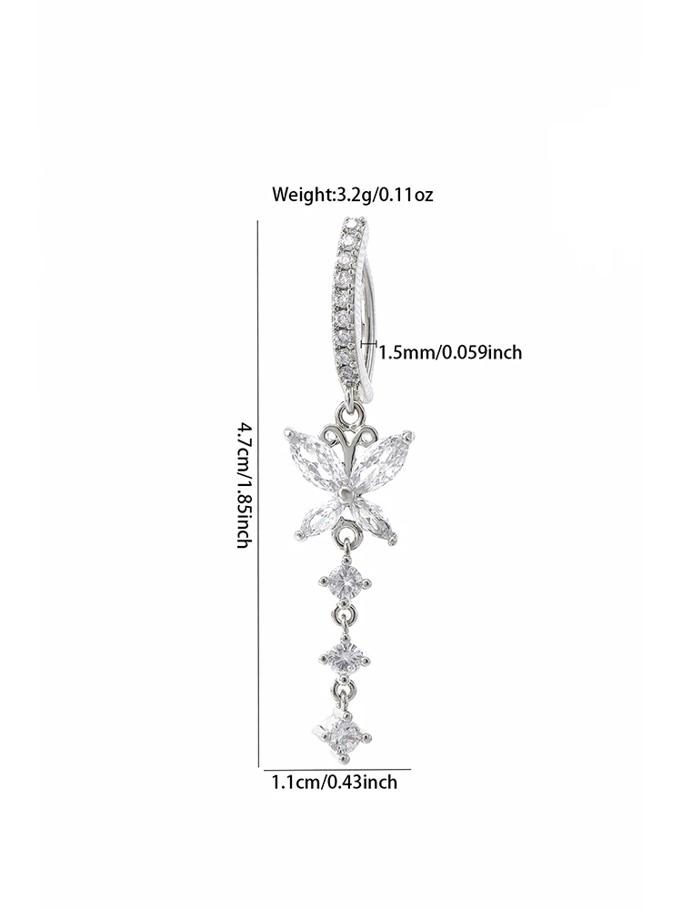 Kuniu 1pc Fashion Personalized Butterfly Pendant Zircon Belly Ring Women Piercing Body Jewelry Party Jewelry
