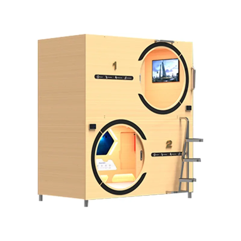 

# Космическая капсула, устройство для сна, двухслойная креативная кровать из цельного дерева, игровая отель, кровать для сна, капсульная кровать, умная деревянная кабина