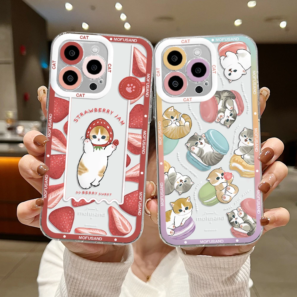 Simpatica custodia per telefono mofusand cat per Samsung S24 S23 S22 S21 S20 S10 FE Note20 Note10 Plus Ultra Lite 5G Cover morbida in TPU trasparente