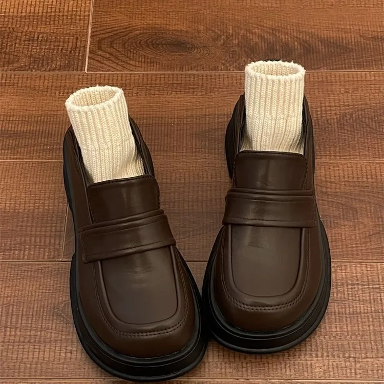 

Повседневная женская обувь с круглым носком и толстым каблуком, базовый стиль, весна-осень, универсальная, в корейском стиле, плоская обувь JK, модная