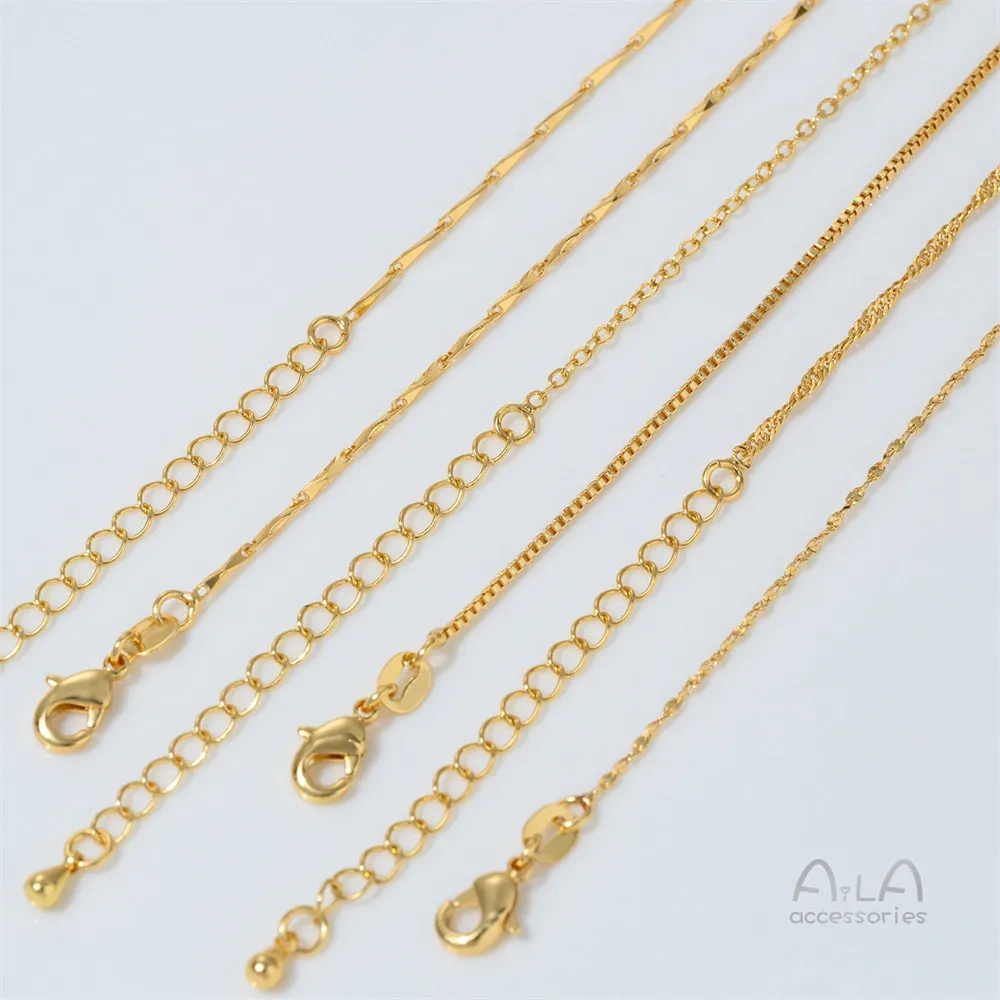 24k corrente banhada a ouro real clavícula corrente lingote diy colar pulseira extensão corrente areia ouro jóias corrente combinando