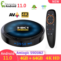 HK1 RBOX W2 Amlogic S905W2 Android 11 Smart TV Box 2.4G&5G Dual Wifi 4G 32G 64G Media Player AV1 4K BT HDR+ Set Top Box TVBOX