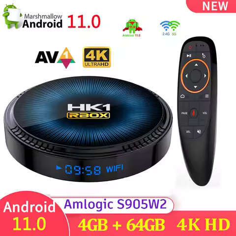 HK1 RBOX W2 Amlogic S905W2 Android 11 Smart TV Box 2.4G&amp;5G Dual Wifi 4G 32G 64G Media Player AV1 4K BT HDR+ Set Top Box TVBOX
