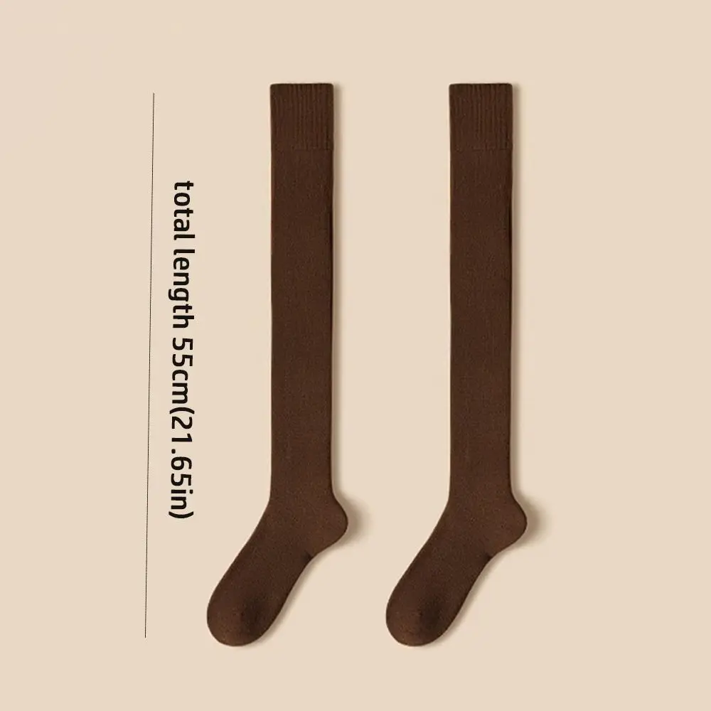 1 par de calcetines suaves hasta la rodilla de Color sólido, calcetines gruesos con forro polar para mujer, calcetines largos que mantienen el calor, Otoño e Invierno