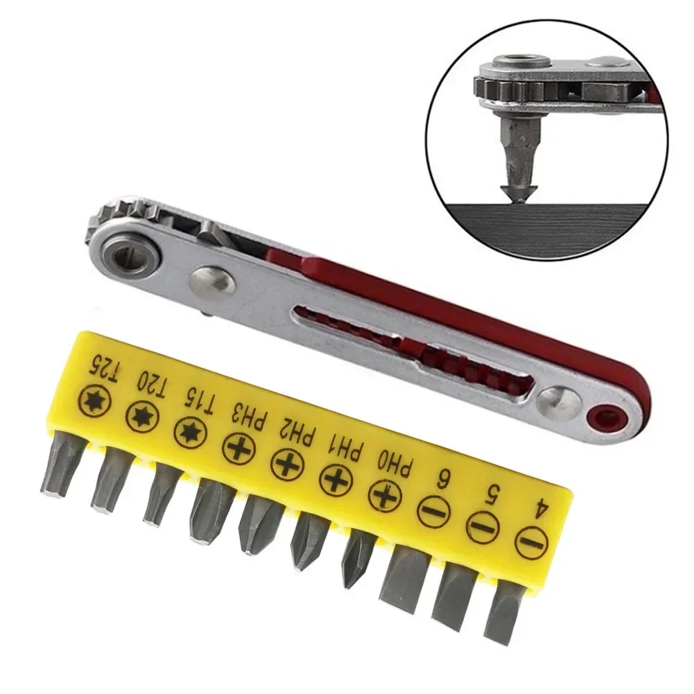 Hand Tools Ratchet Wrench 16 Teeth Chrome Vanadium Steel Flat Head Ratchet Wrench Screwdriver Handle 11pcs/set