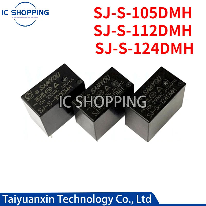 5PCS Signal Relay SJ-S-105DMH SJ-S-112DMH SJ-S-124DMH SJ-S- 105 112 124DMH 5V12V24V 10A250V 4PIN Normally Open