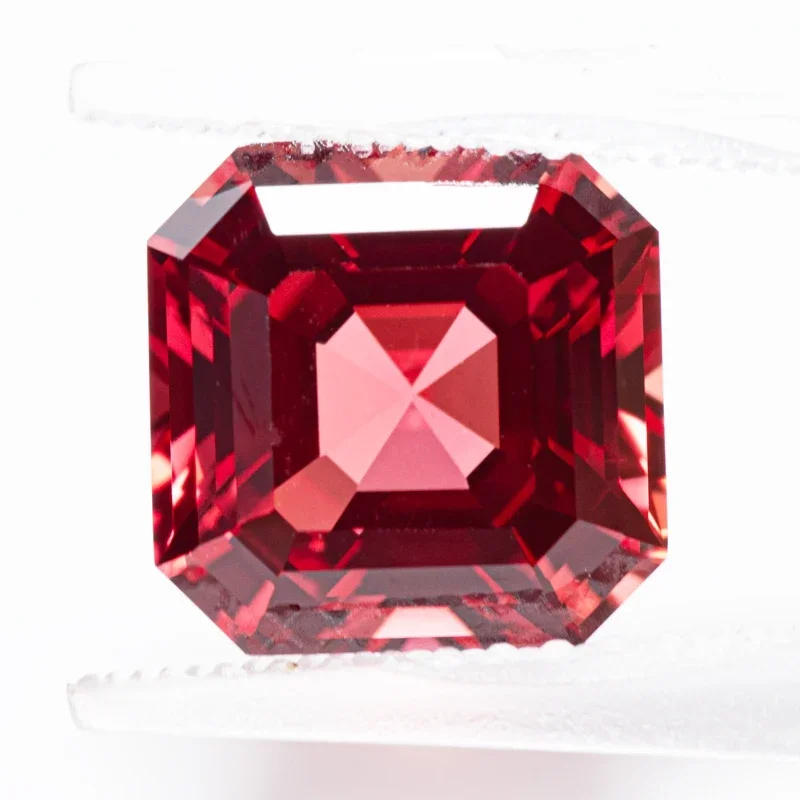 Lab Grown Sapphire Asscher Shape Sunset Red Color Charms VVS1 for DIY Jewelry Making Rings Material Selectable AGL Certificate