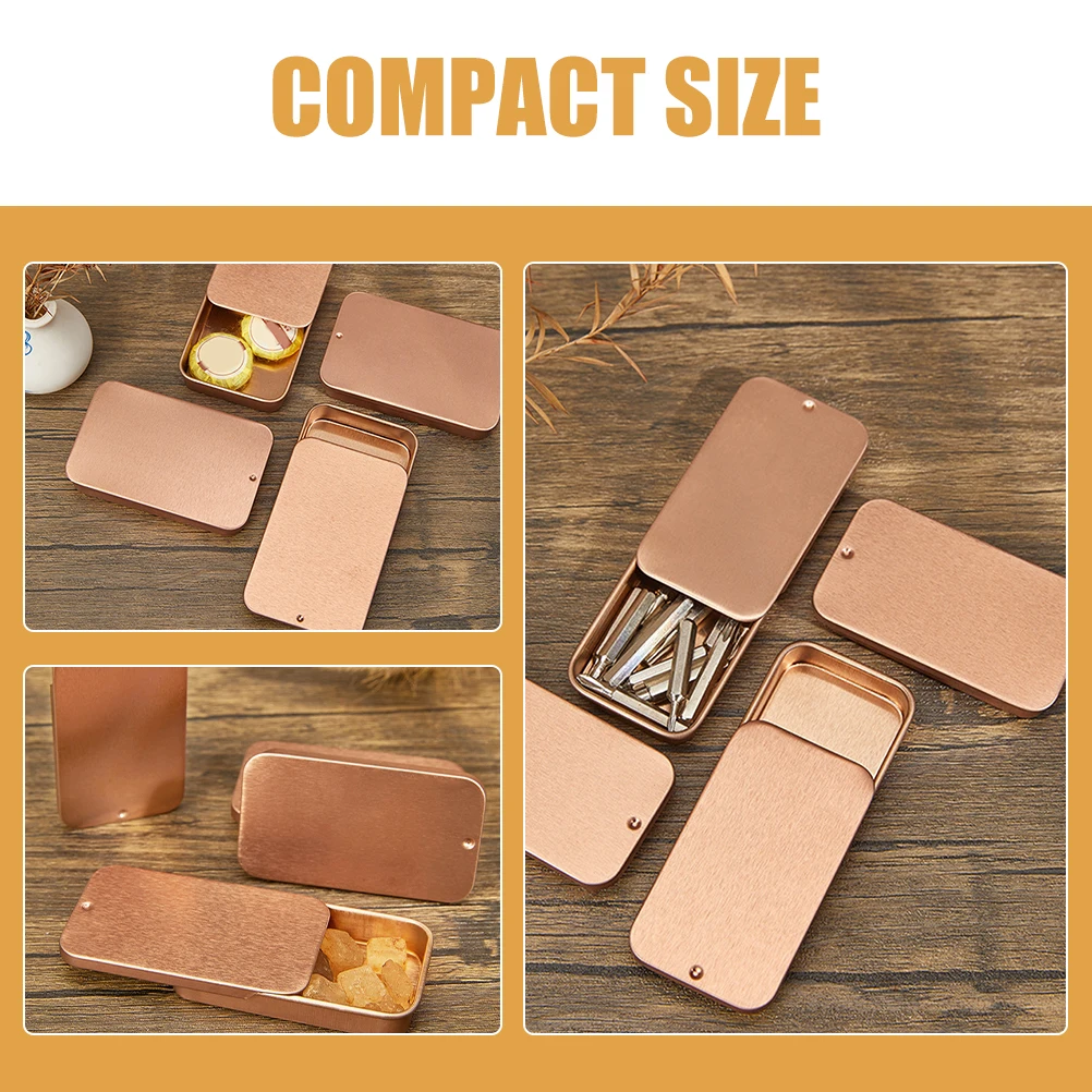 

12pcs Sliding Cover Storage Boxes Metal Tinplate Containers Small Sweets Jewelry Gifts Multi Function Practical