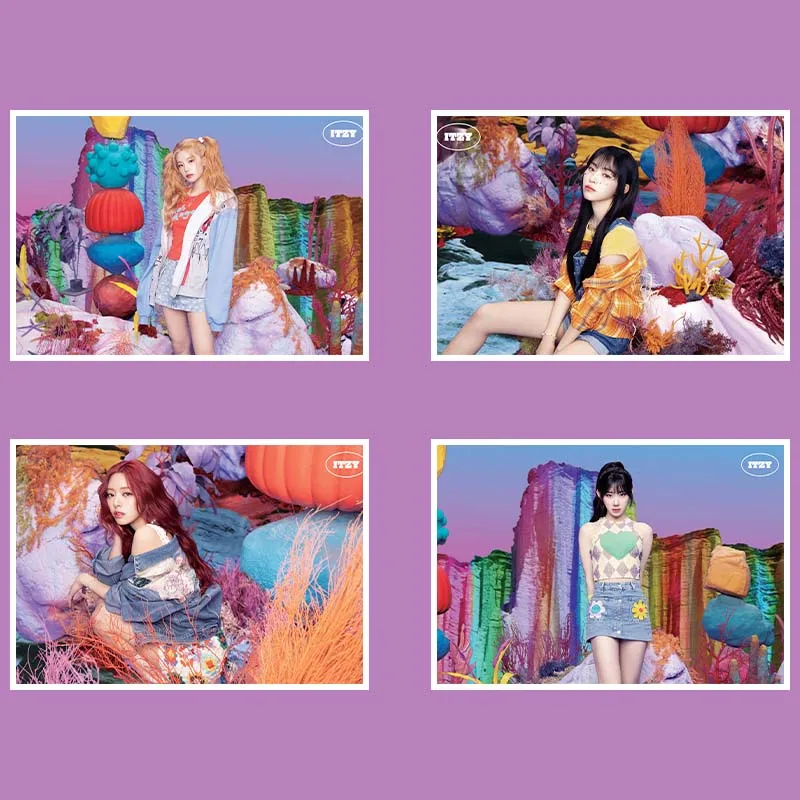 1PCS Kpop ITZY Algorhythm Japan 3rd Single HD Photo Posters Yeji Ryujin Yuna Chaeryeong Cute Home Room Wall Stickers Fans Gifts