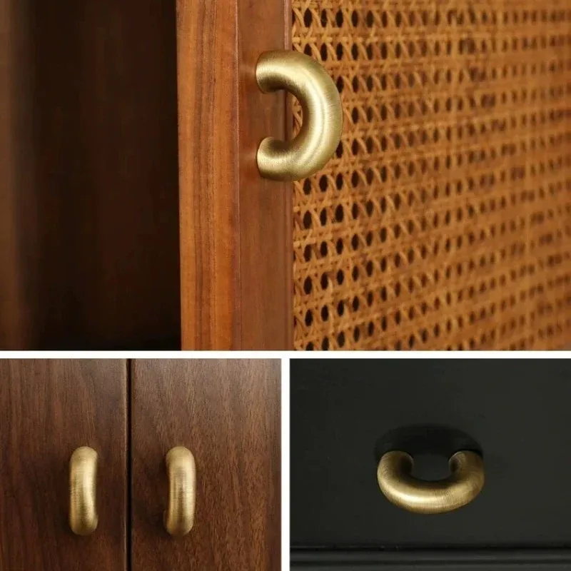 Retro Drawer Wardrobe Door Handles Minimalist Brass Handle Horseshoe Shaped Cabinet Door Pulls Antique Shoe Cabinet Small Knobs