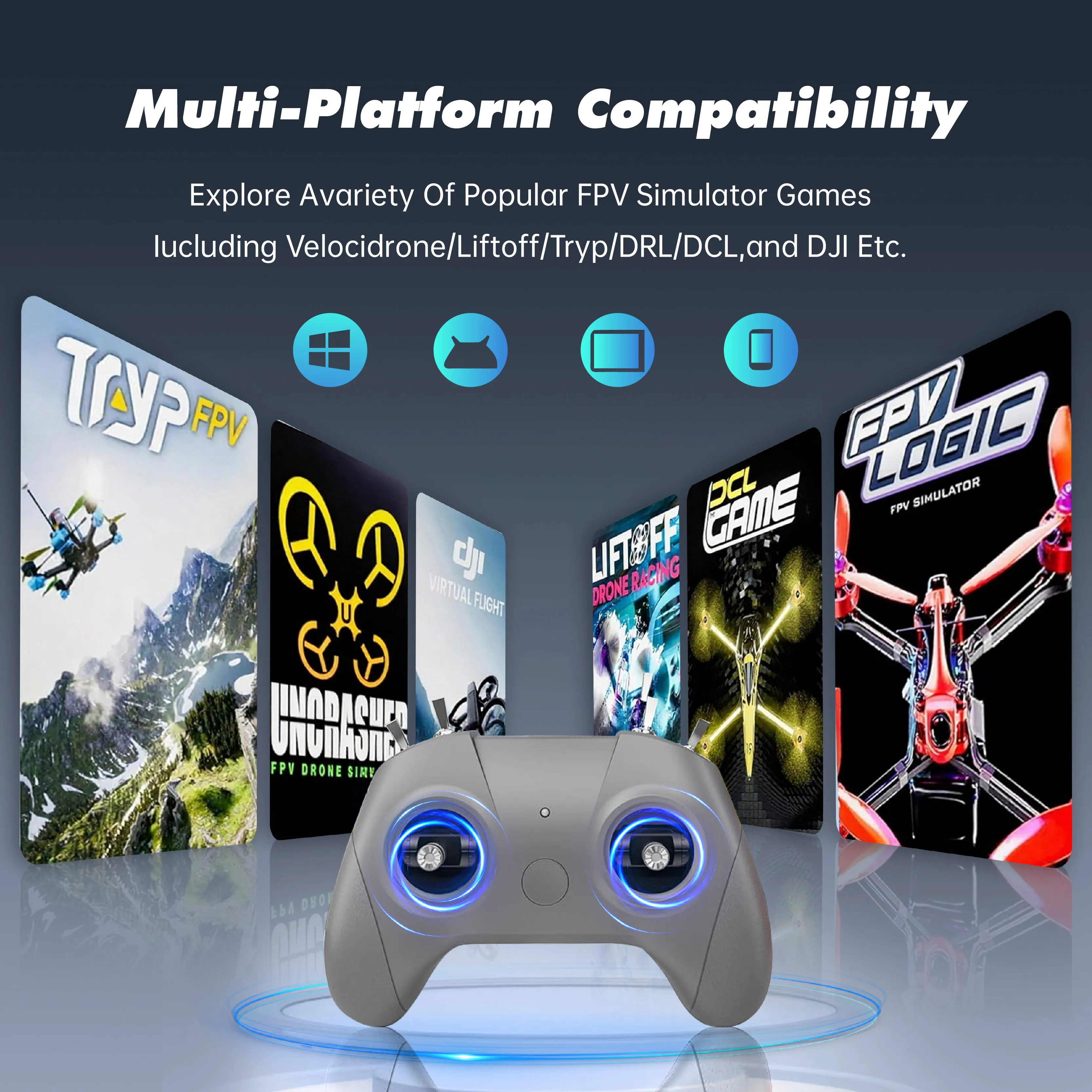 

RC Drone Accessories 8CH 2.4GHz ELRS Training Simulator Controller Receiver FPV Flight Simulator For Liftoff /DRL/DCL/Uncrashed