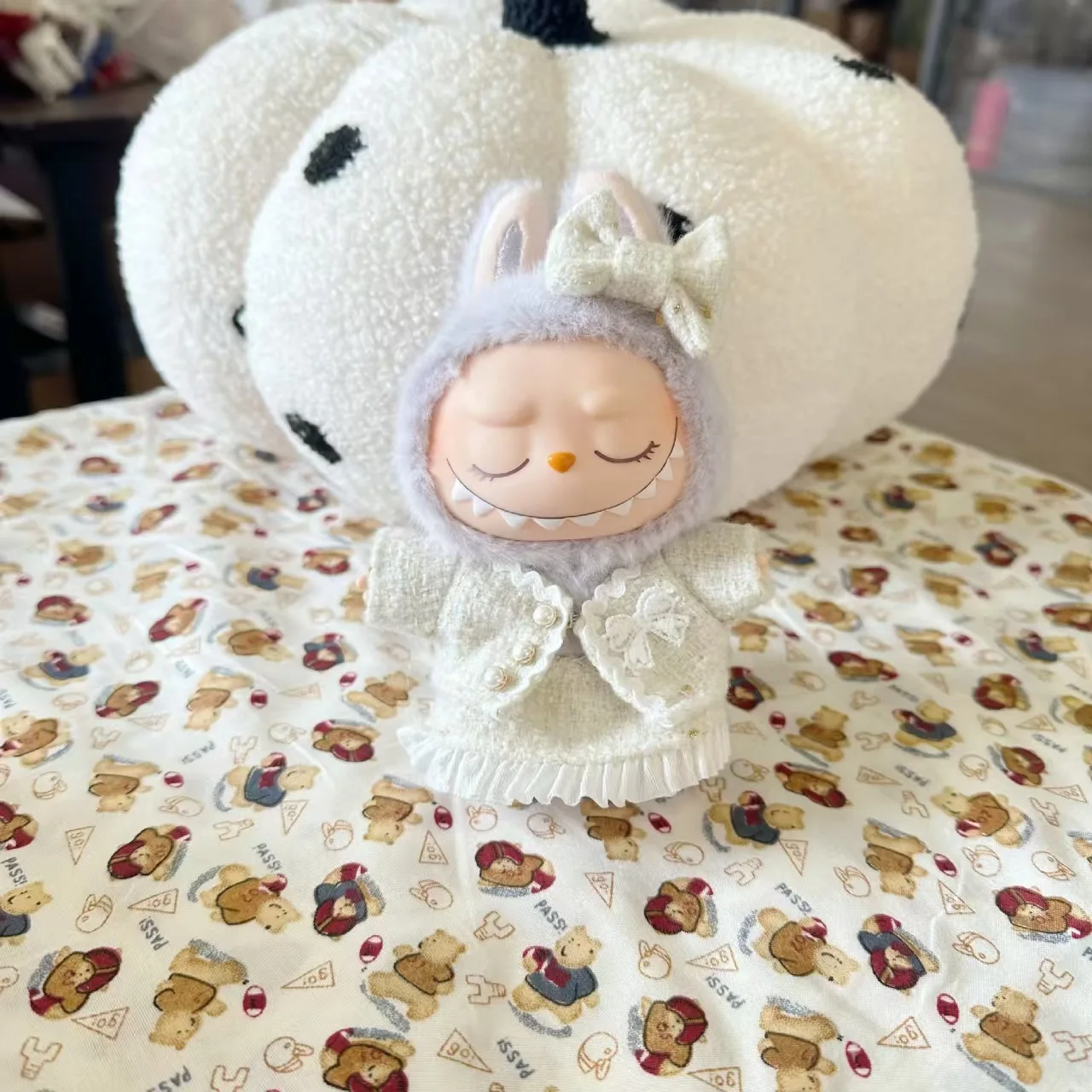 

17cm Labubu Plush Doll Clothes Black Dress Suit Accessories for Kpop Exo Idol Cotton Dolls Clothes Labubu V1 V2 Outfit