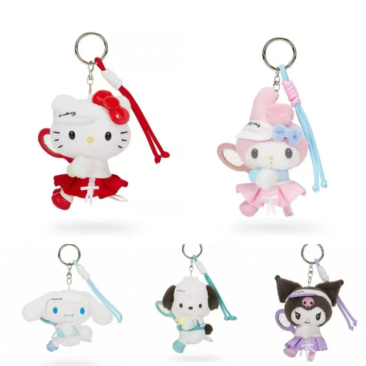 

Tennis Academy Kitty Cinnamoroll Plush Dolls Kuromi My Melody Pochacco 12CM Pendant Keychain Toy