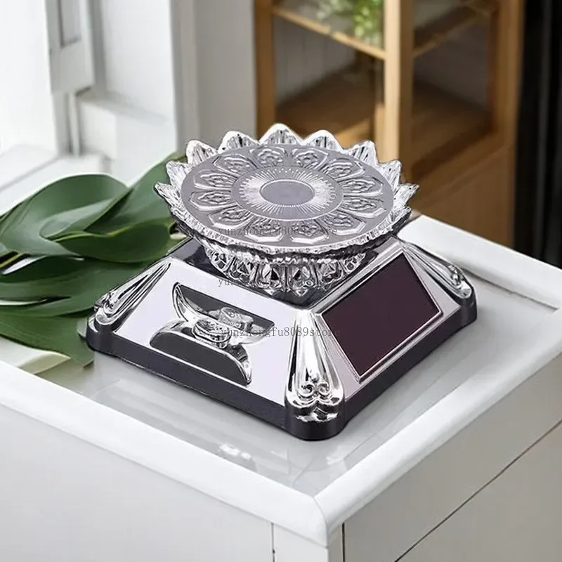 Solar Lotus Rotating Display Stand Led Jewelry Tray Jewelry Cosmetics Display Stand