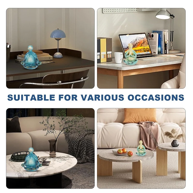 N85R-2 PCS Sea Turtle Meditation Home Decor, Meditation Figurine, Home Decor Yoga Resin Sea Turtle Statue For Home Office