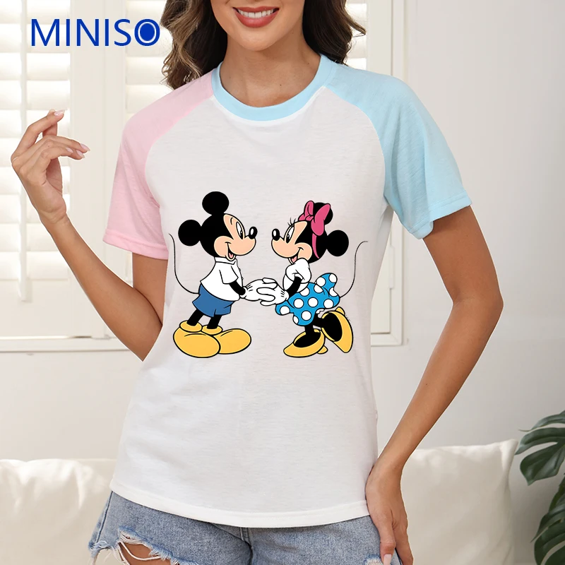 

Personalized Cartoon Tops & Tees Clothes Y2k Custom T-shirt Women Short Sleeve Disney Mickey Clothing Brands Lady Summer Dress