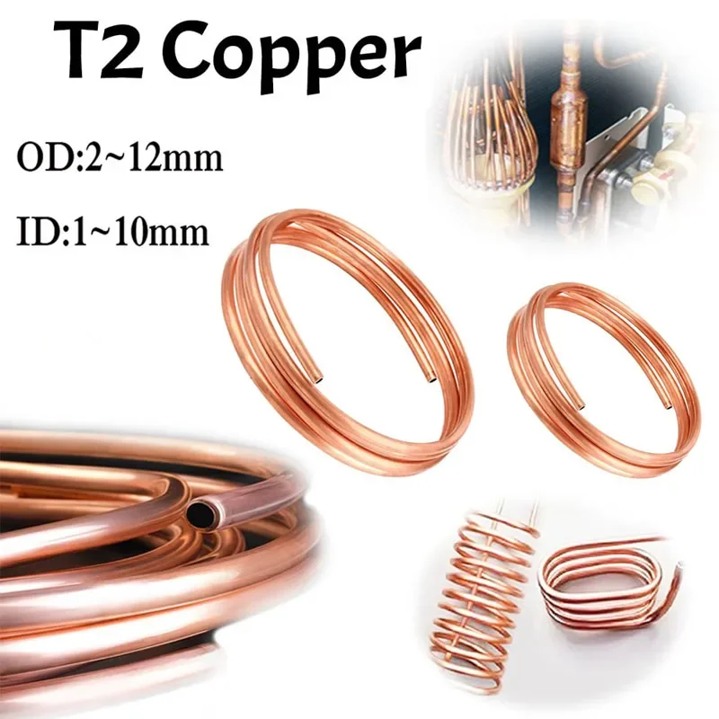 1M Pure Coppers Wire Pipe Soft Coppers Tube Coil OD 2/3/4/5/6/8/10/12mm Airs Conditioner Cooling DIY Crafts