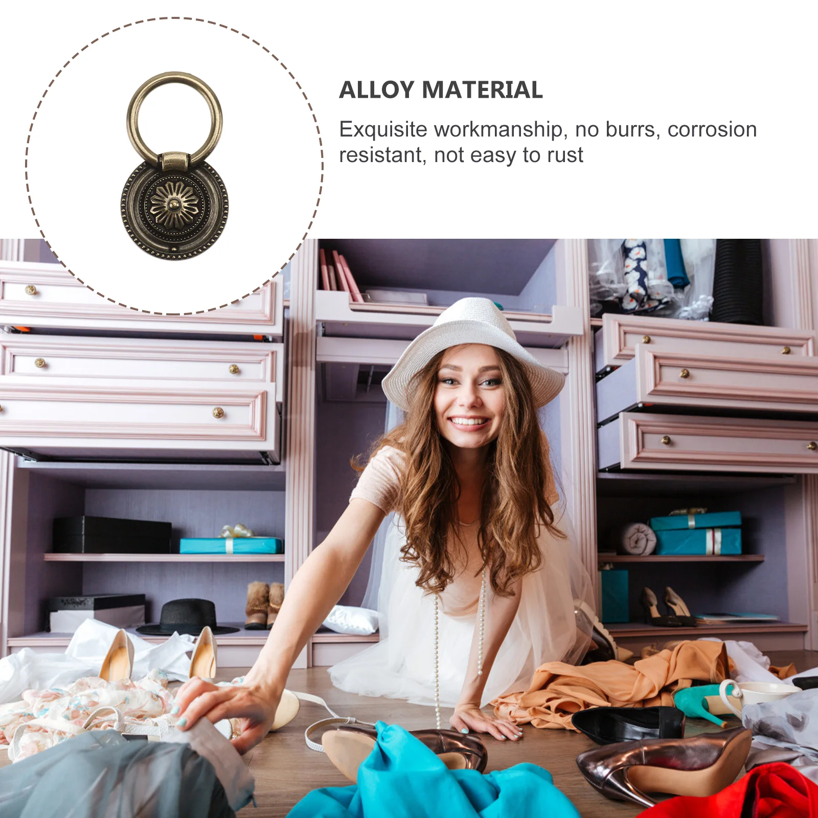 

4Pcs Bronze Cabinet Door Handles Durable Pull Handle for Wardrobe Drawer Cupboard Furniture Accessory Cabinet Door Knob