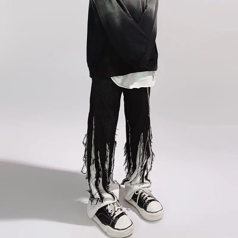 American Hip Hop High Street Jeans Men's and Women's Fashion Brand Loose Large Leg Punk Style Straight Black Pants