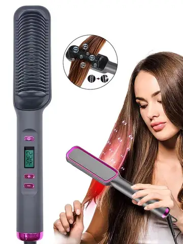 Electric Hot Comb Multifunctional Straight Hair Straightener Comb Negative Ion Anti-Scalding Styling Tool Straightening Brush