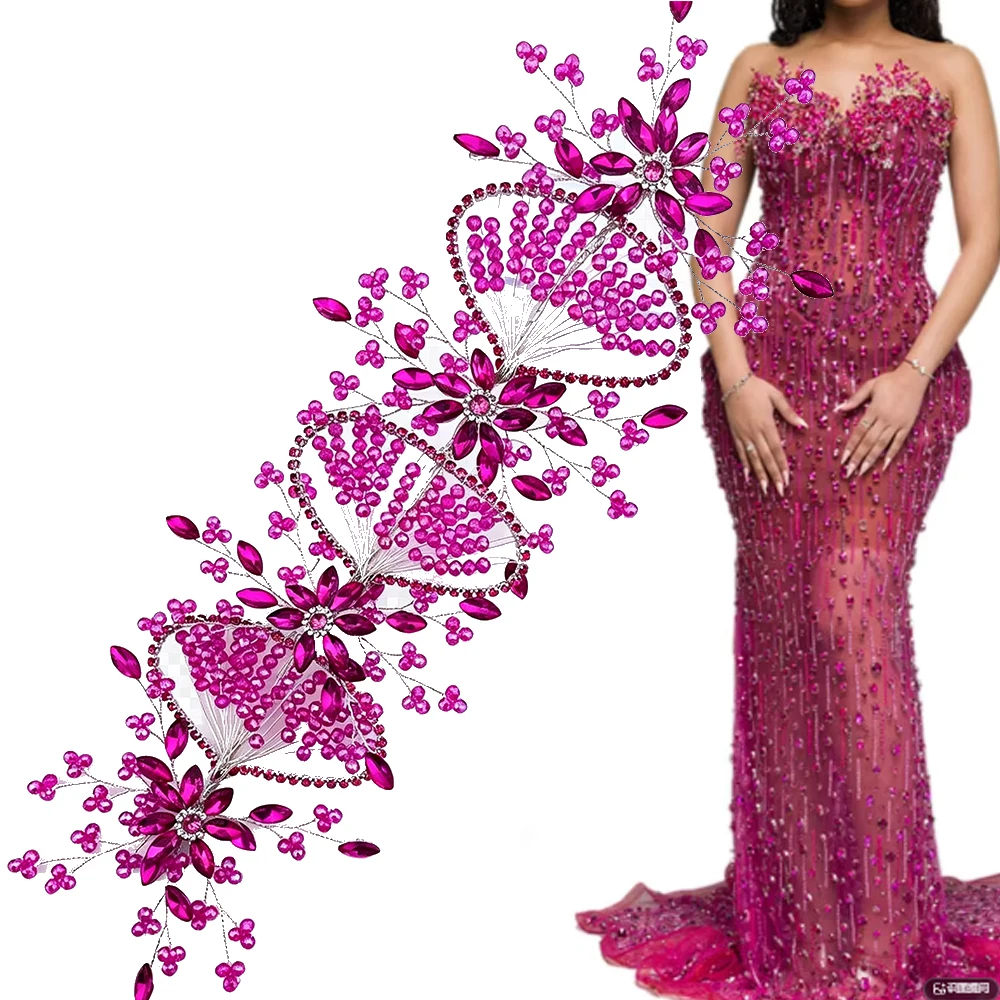 DZ358 Handmade Crystal Rhinestone Applique Sew On Patches for Wedding Prom Evening Dress Evening Wear Diamond Design Patch