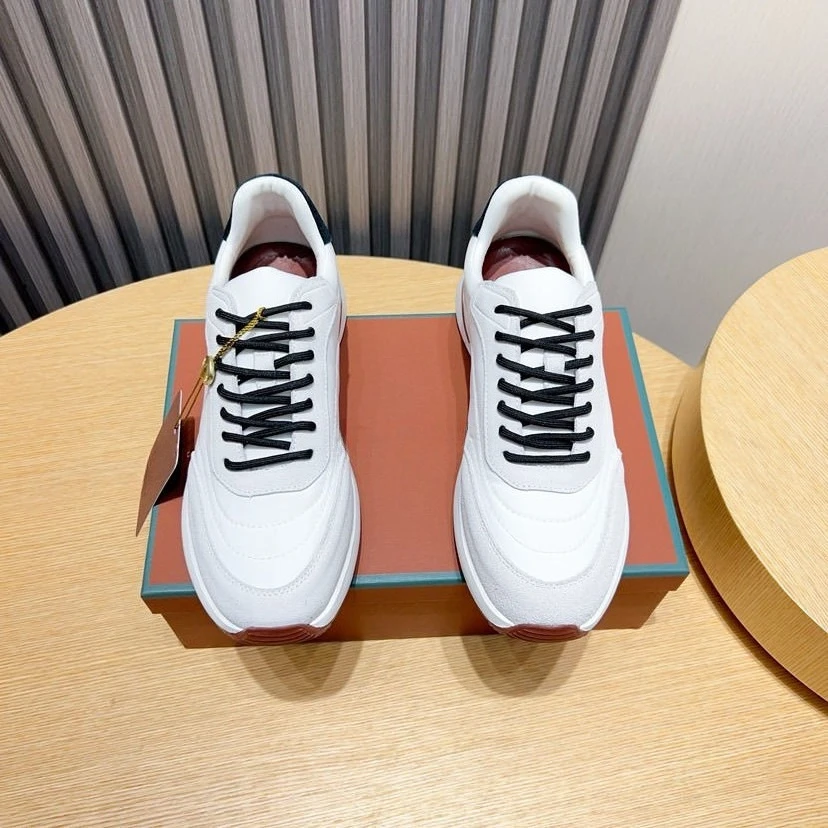 جديد 2025 أحذية رياضية رجالي كاجوال جلد طبيعي مزيج تنفس نعل سميك احذية الجري موضة مريحة عصرية