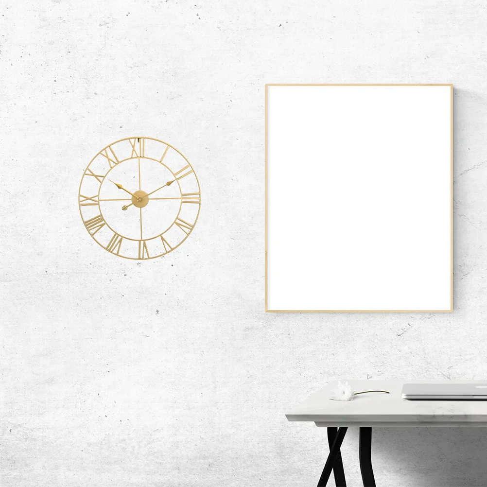 

Simple Chic Wall Clock for Living Room Fashion Hanging Clock Home Decor Golden Embryo Black Stitches Retro Wall Hanging Clock