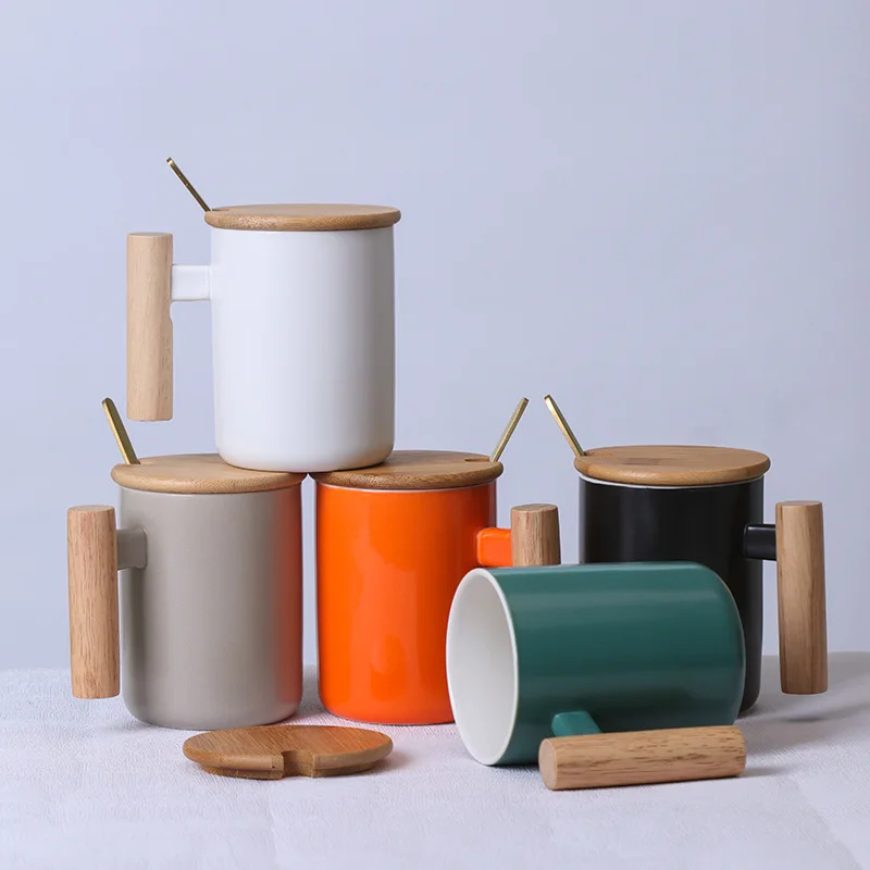 

Керамическая кружка в скандинавском стиле, креативная чашка с деревянной ручкой, простая художественная чашка для воды, чашка для кофе, молока, подарок