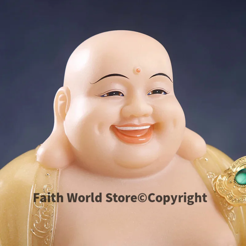 2025 HOME company Business career prosperous good luck High grade yellow jade God of Wealth Maitreya CAI SHEN Buddha God statue