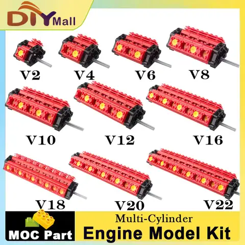 Transparent Engine Model Building Kit - V6/V8/V12/V16/V20/V22 Cylinder Small Particle Blocks STEM Educational DIY Toy Gift