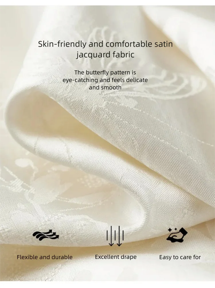SENTUBILA Damen-Jacquard-Bluse 2026 Neuer Chinesischer Stil Froschknopf Asymmetrische Spitzenborte 3/4-Ärmel Chiffon-Hemd 161VB4045 – Detail 13