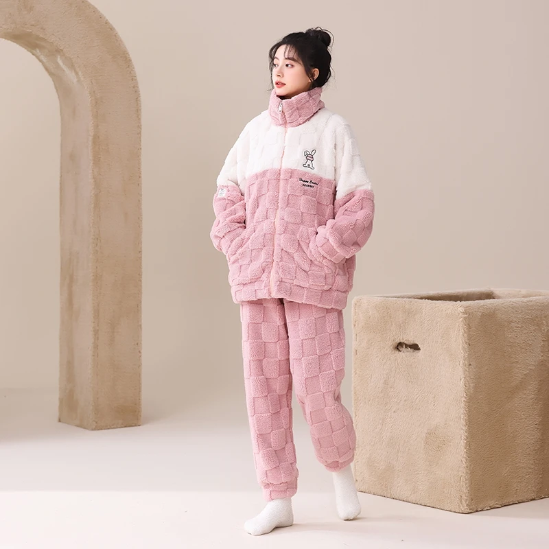 

Высококачественный женский зимний пижамный комплект, теплая фланелевая одежда для сна, женская ночная рубашка с длинными рукавами и милыми героями мультфильмов