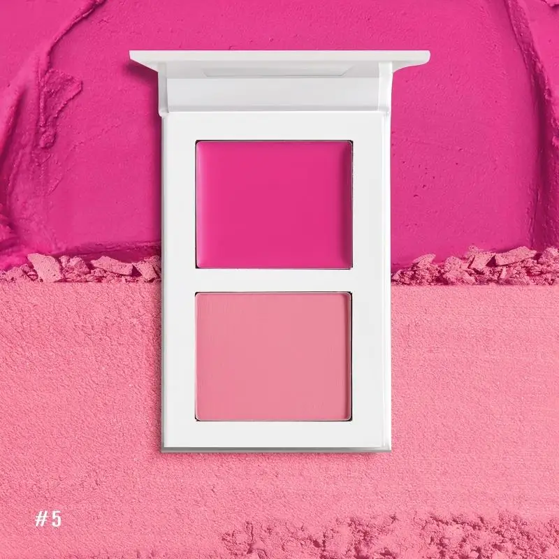 Blush Palette Etichetta privata Trucco 2 in 1 Crema in polvere Guancia Fard Pesca Rosa Pigmento Bellezza Cosmetico Fard Bluk all'ingrosso