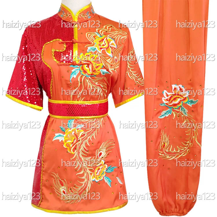 

Embroidered flowers Wushu uniform Kungfu clothes Martial arts suit Changquan garment Taolu outfit for woman girl kids adults