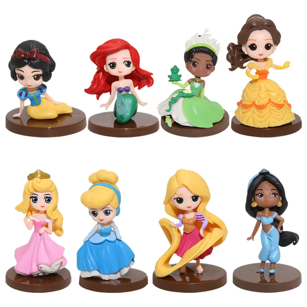 Disney 8 teile/los PVC Schnee wittchen Action figuren niedlichen Cartoon Mini Prinzessin Meerjungfrau Spielzeug Modelle Kuchen Dekoration Geschenke